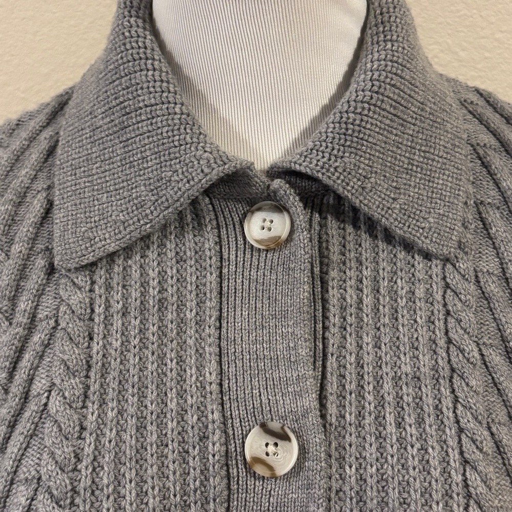 QUINCE Australian Marino wool collared cable cardigan Women's